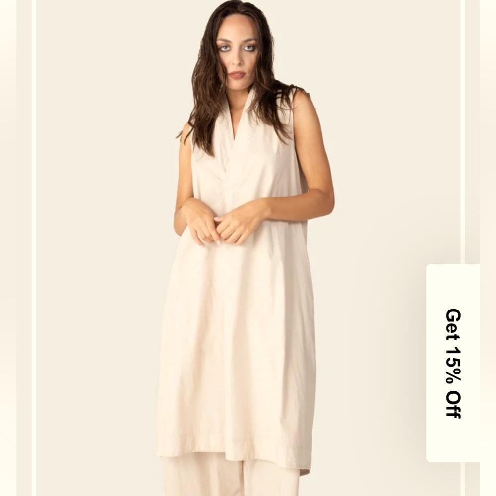 AMICI by Baci V-Neck Sleeveless Organic Cotton Midi Dress